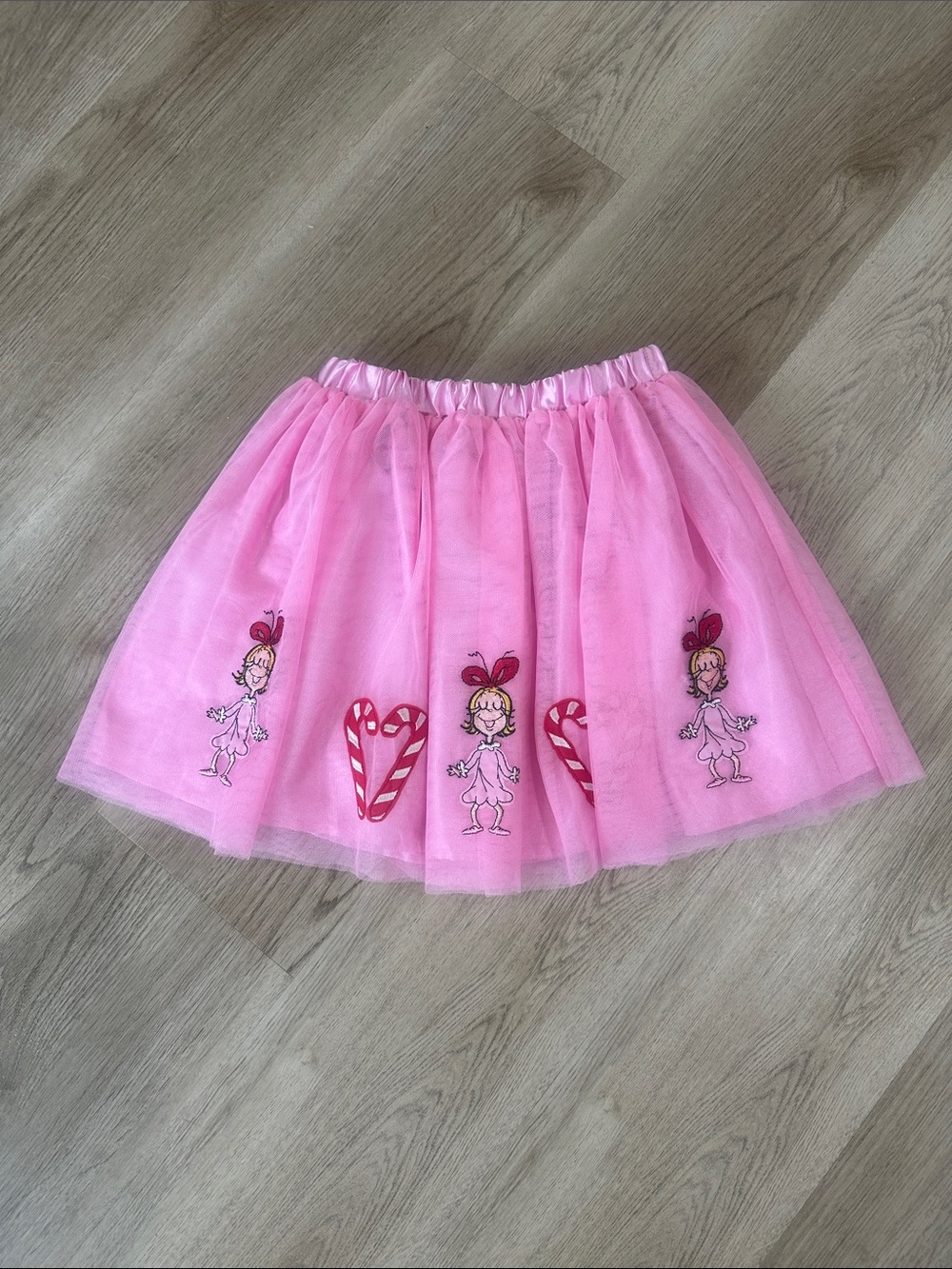 Hanna Andersson Dr SeussPink Tulle Skirt with Cindy Lou & Candy canes